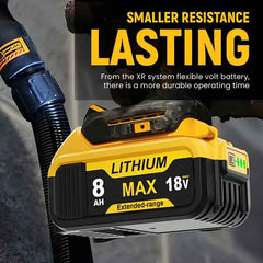 2 Pack 18 V 8.0 Ah Lithium-Ion Batteries — Replacement for Dewalt 18 V Cordless Tools & Chargers