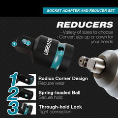 20PCS 1/4" 3/8" 1/2" Impact Socket Adapters, Reducers & Universal Joints Set