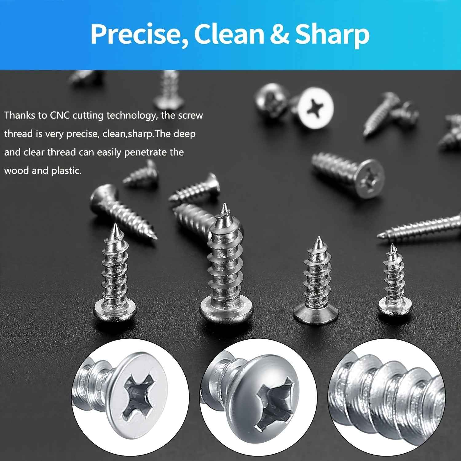 990pcs Self Tapping Screws Assortment Set M3/M4/M5/M6 - 304 stainless steel - Power Tools Gadget
