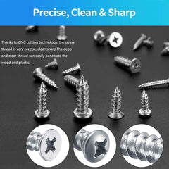 990pcs Self Tapping Screws Assortment Set M3/M4/M5/M6 - 304 stainless steel - Power Tools Gadget