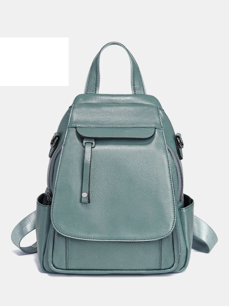 Genuine Leather Women's Fashion Backpack – High-Quality School & Travel Shoulder Bag with Multifunctional Pockets