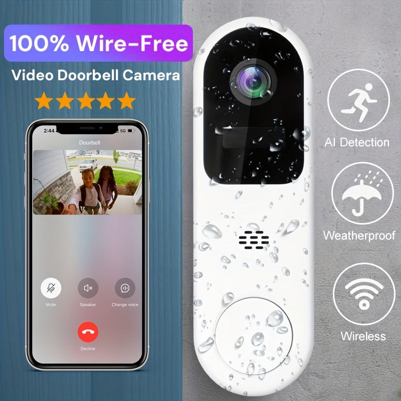 Wireless Smart Video Doorbell – AI Human Detection with HD Night Vision by Snagg A Doorbell Camera