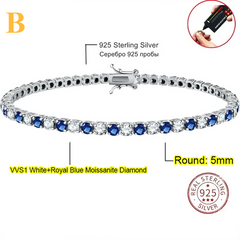 3.0mm D Color VVS1 Moissanite Tennis Bracelet - B / 5mm / 16cm / 925 Silvery - Bracelets