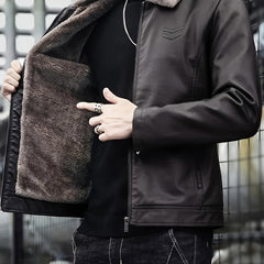 OBM Men’s Full-Zip Bomber Jacket with Fur Collar by Snagg A Jacket