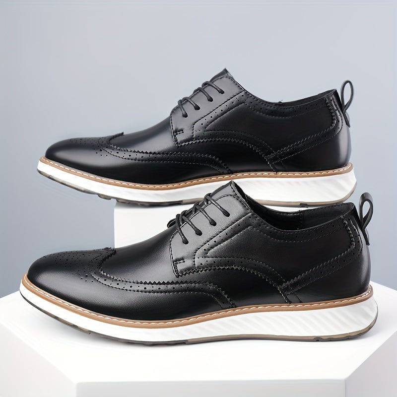 Men’s Business Casual Shoes – Pointed Toe PU Leather Lace-Ups by Snagg A Shoes