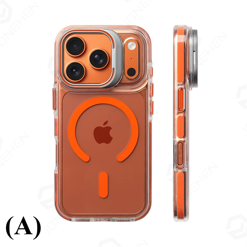 Ultra Slim Magnetic Shockproof Case – for iPhone 15 Series - A - Orange / Pro - Phone Cases & Covers