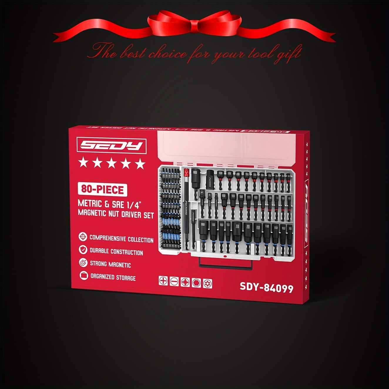 80pcs Magnetic Impact Nut Driver Set
