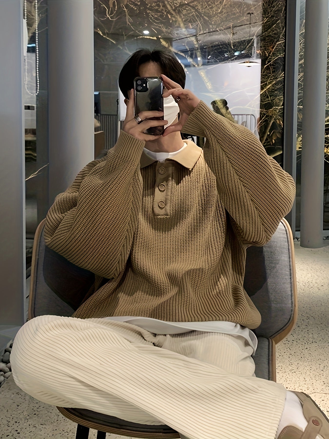 Men’s Loose Striped Knitted Golf Sweater by Snagg A Jumper