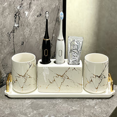 3 Piece Ceramic Marble Bathroom Accessory Set by Snagg A Bathroom Set