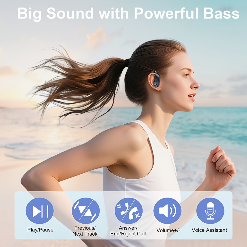 Wireless Earbuds 5.4 Headphones Sports, 75H Stereo Deep Bass Over-Ear with Earhooks, 4 ENC Mic, LED Display for Running Workout Exercise Gym, Exercise Audio Gear, Ergonomic Fit, Premium Audio, Noise Isolation, Music Lovers by Snagg An EarBud