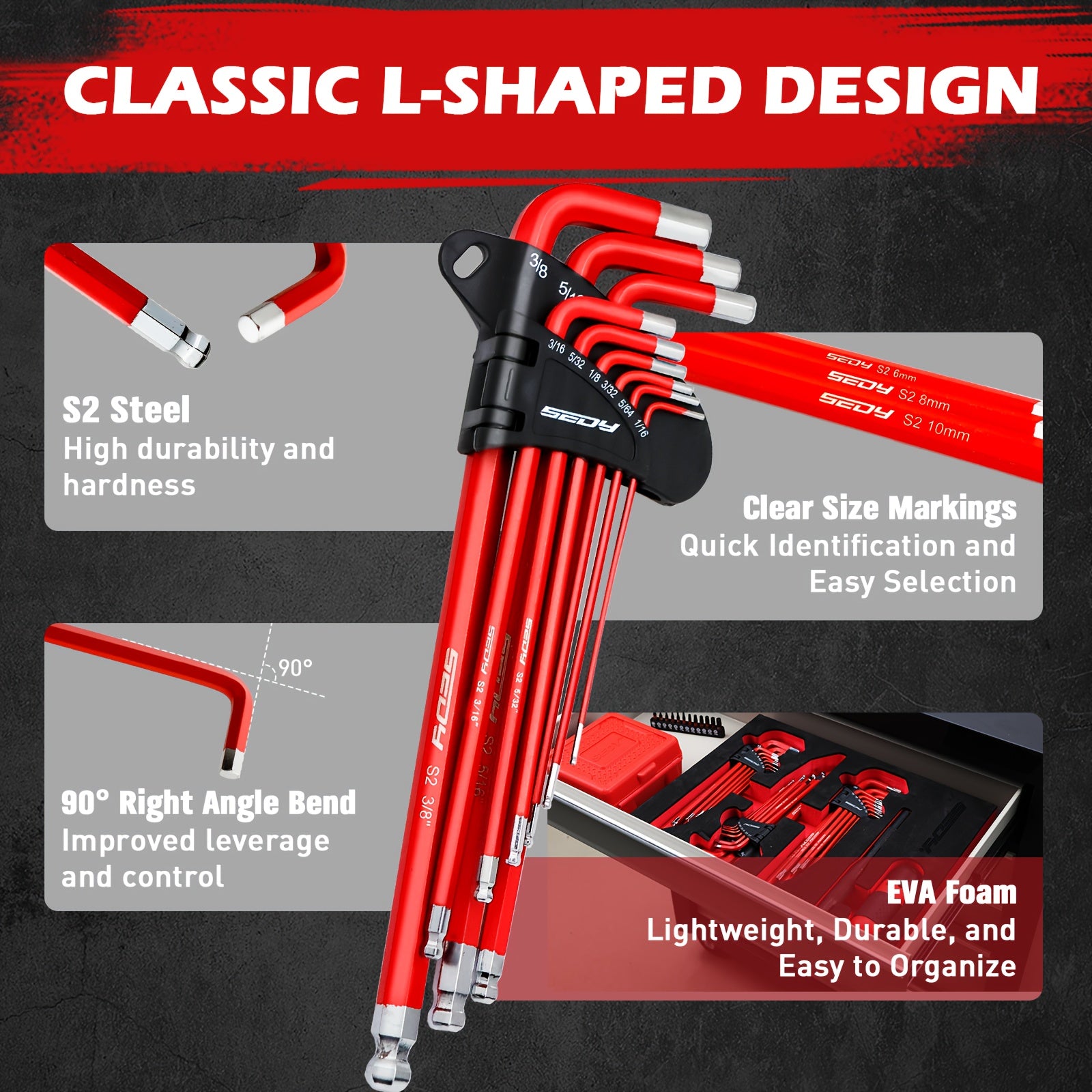 30-Piece Long Arm Hex & Torx Key Wrench Set