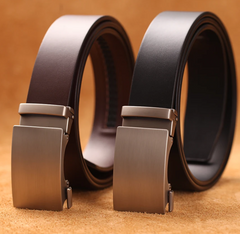 Men’s Genuine Cow Leather Belt — Automatic Buckle Business Strap