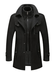 Men’s Elegant Double Collar Wool-Blend Trench Coat by Snagg A Coat