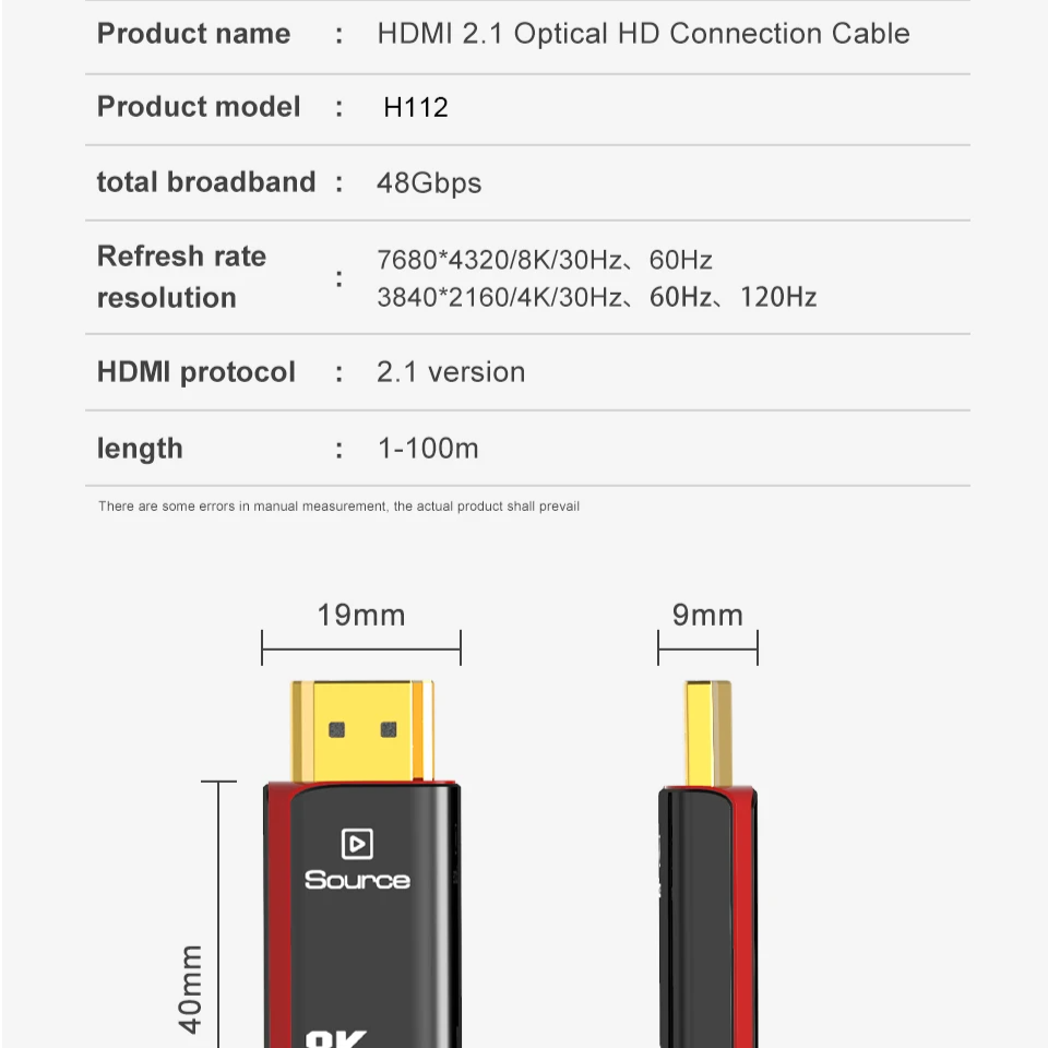 10M 8K HDMI 2.1 Fiber Optic Cable Support for PS5 & PC by Snagg An HDMI Cable