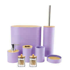 8 Pcs Bamboo Bathroom Accessory Set by Snagg A Bathroom Set