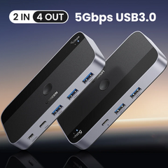 USB 3.0 KVM Switch 2 PC Sharing Hub for Keyboard, Mouse, Printer & Up to 4 USB Devices by Snagg A USB Switch