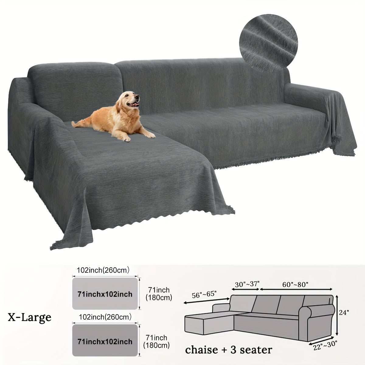 2pcs Chenille Sofa Covers Modern, Pet-Friendly & Double-Sided by Snagg A Sofa Cover