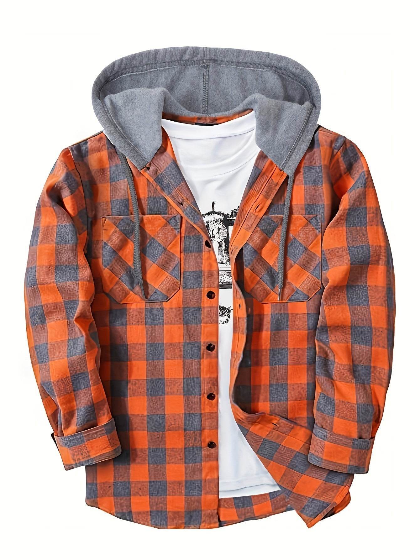 3pcs Men’s Hooded Plaid Flannel Shirts - SnaggIt
