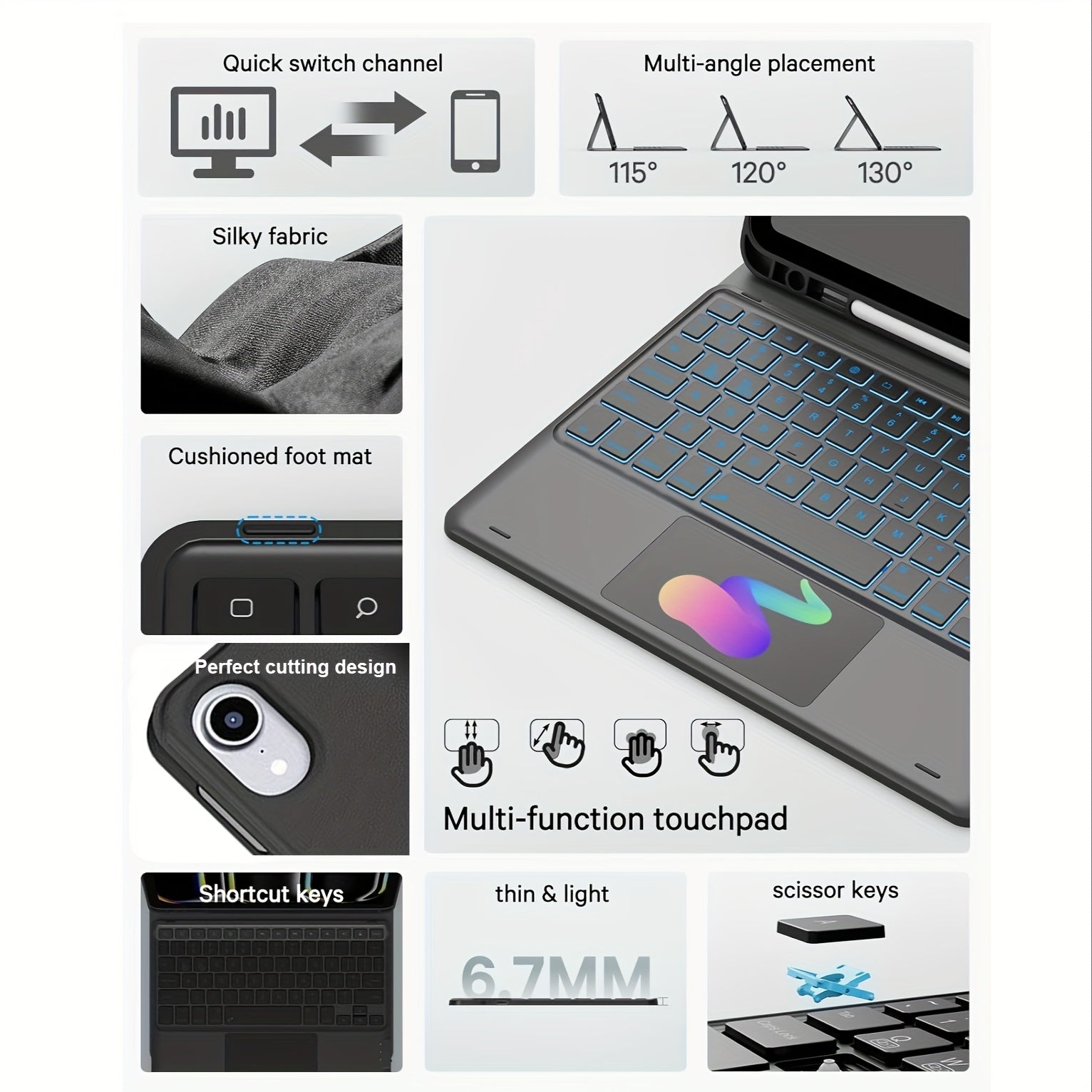 iPad Protective Case with Keyboard Suitable for iPad (A16) 11th/10th Generation (2025/2022) by Snagg A Wireless Keyboard
