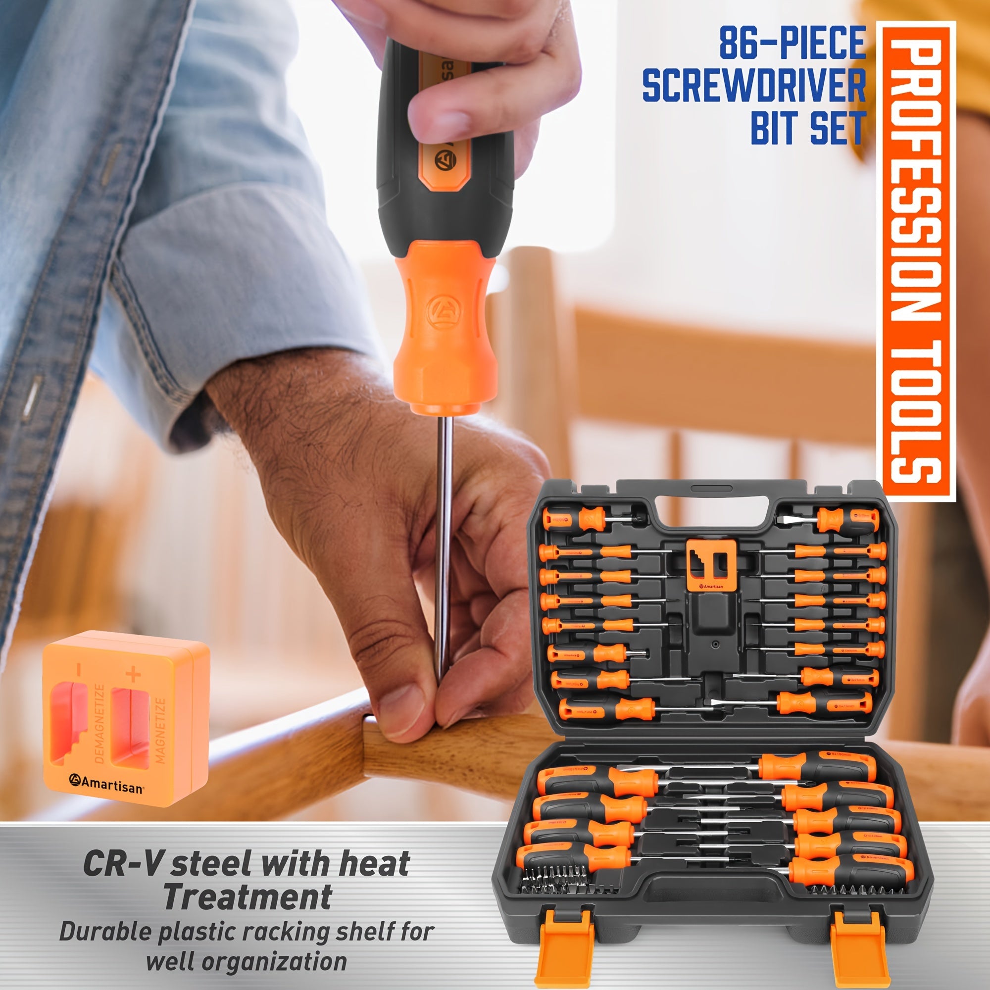 86-Piece Magnetic Screwdriver & Precision Bit Set
