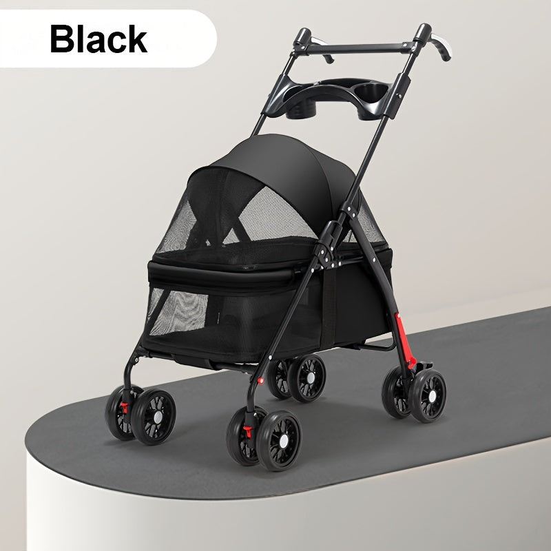 Foldable 4-Wheel Travel Carriage with Mesh Windows by Snagg A Pet Stroller