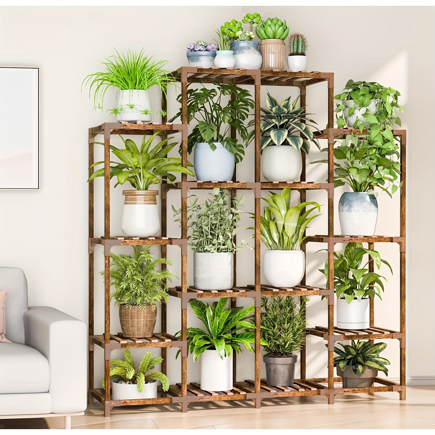 Large Tall Wooden Plant Shelf Rack by Snagg A Rack