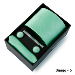 Luxury Men’s Tie Set Solid Colour Slim Necktie Hanky Cufflinks & Clip - Snagg - 6 - Others In Fashion