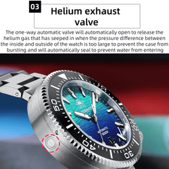 Automatic Classic Diver’s Watch – Sapphire Crystal Ceramic Bezel BGW9 Luminous “Fire Cloud” Dial - Men’s Watches