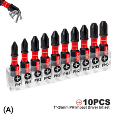 1" Impact Magnetic Phillips Screwdriver Bit Set – #1/#2/#3 PH Bits with 3-Inch Bit Holder