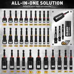 58 Pcs Magnetic Impact Nut Driver Set – Metric & SAE | Universal Socket, Magnetic Pickup Tool, Quick-Change Extension