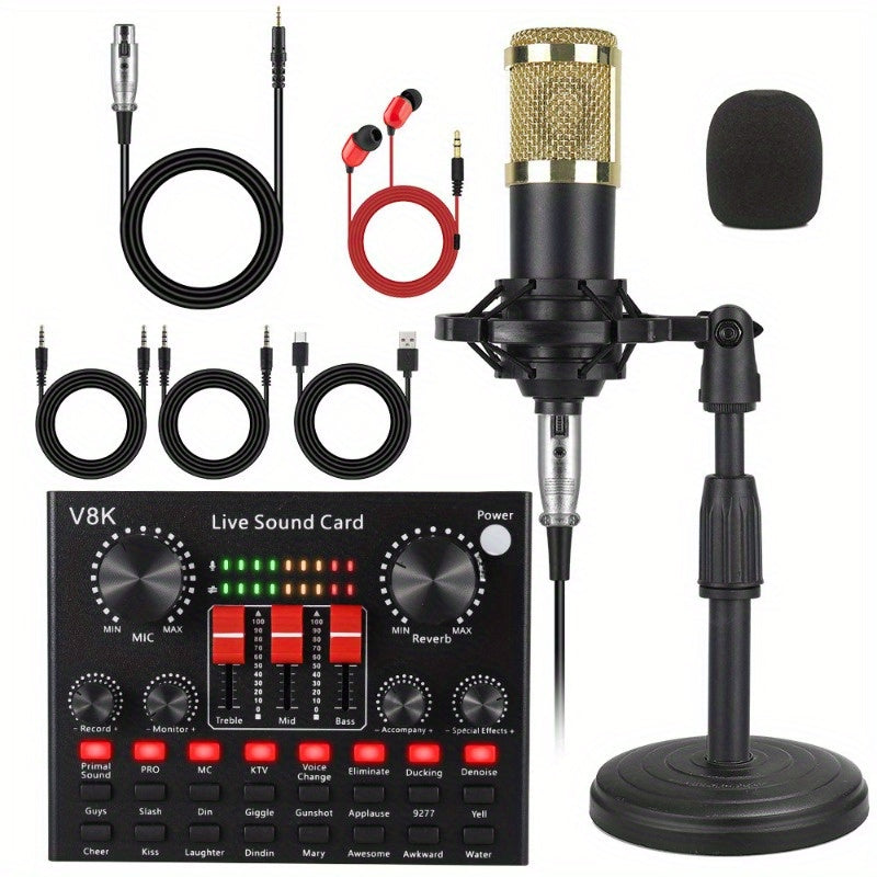 V8K Sound Card & Condenser Microphone Set by Snagg An Audio Mixer