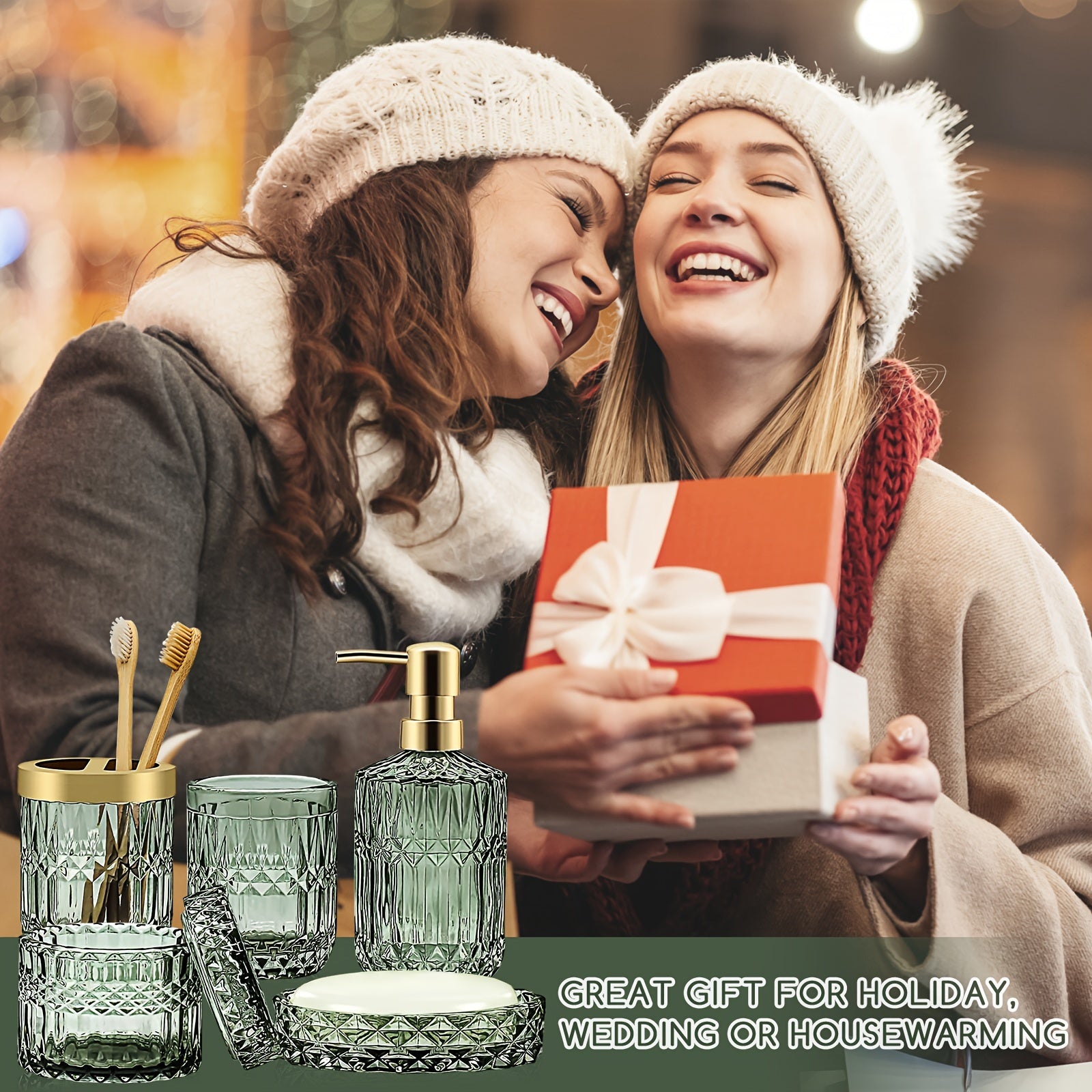 5 Pcs Luxury Glass Bathroom Accessory Set by Snagg A Bathroom Set