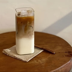 6 Pcs Square Glass Cups With Lids Set Portable Drinkware Home by Snagg A Cup