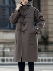 Men’s Casual Long-Length Tweed Coat with Hood & Horn Buttons by Snagg A Coat