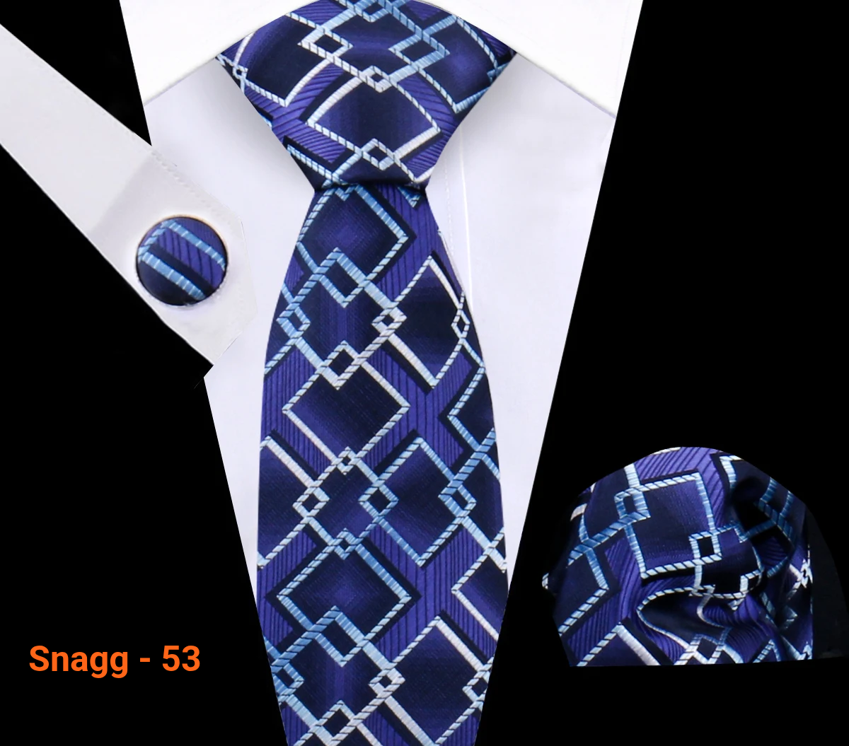Classic Plaid Tie Set for Men - Necktie with Matching Pocket Square & Cufflinks - Snagg - 53 - Others In Fashion