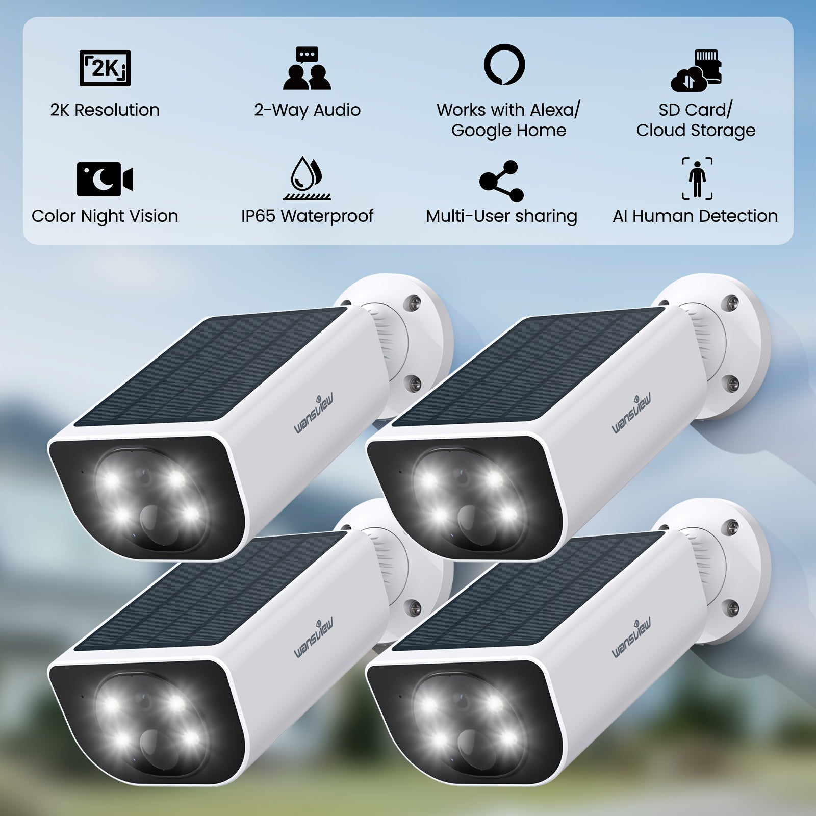 2K Solar Powered Wireless Security Camera Motion Detection & Two-Way Audio by Snagg An Outdoor Camera