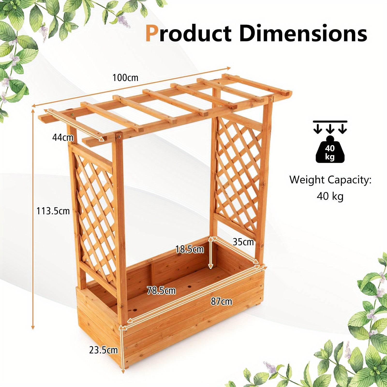 Large Wooden Raised Planter Box with Trellis by Snagg A Garden Bed