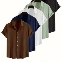 Men’s 5-Pack Casual Short Sleeve Button-Up Shirts – Classic Lapel Collar by Snagg A Shirt