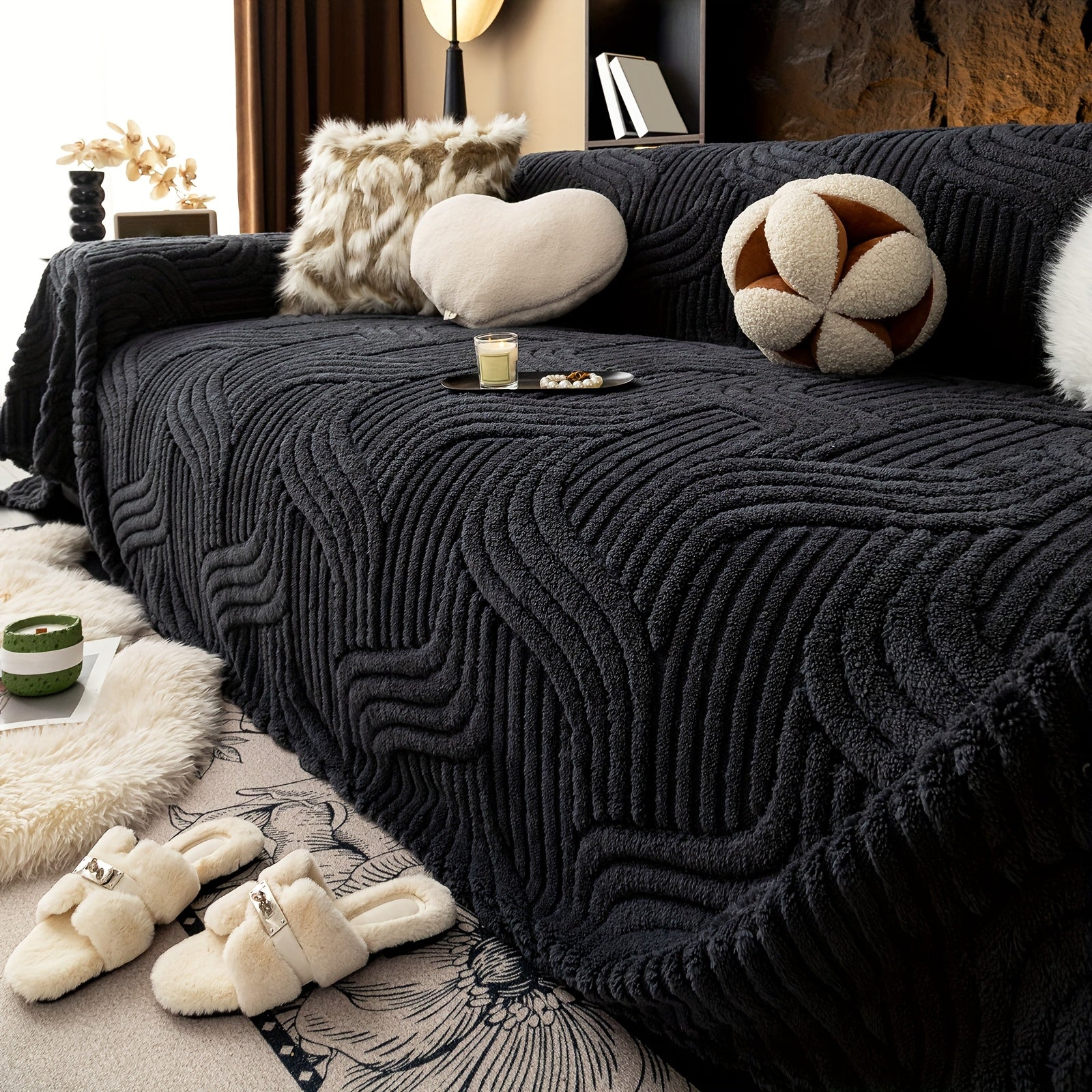 Oversized, Soft & Durable Plush Sofa Cover by Snagg A Sofa Cover