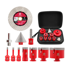 Diamond Drill Bit 11pcs Set | Ceramic Porcelain Tile Granite Marble Chamfer Milling Bit Hole Saw CE