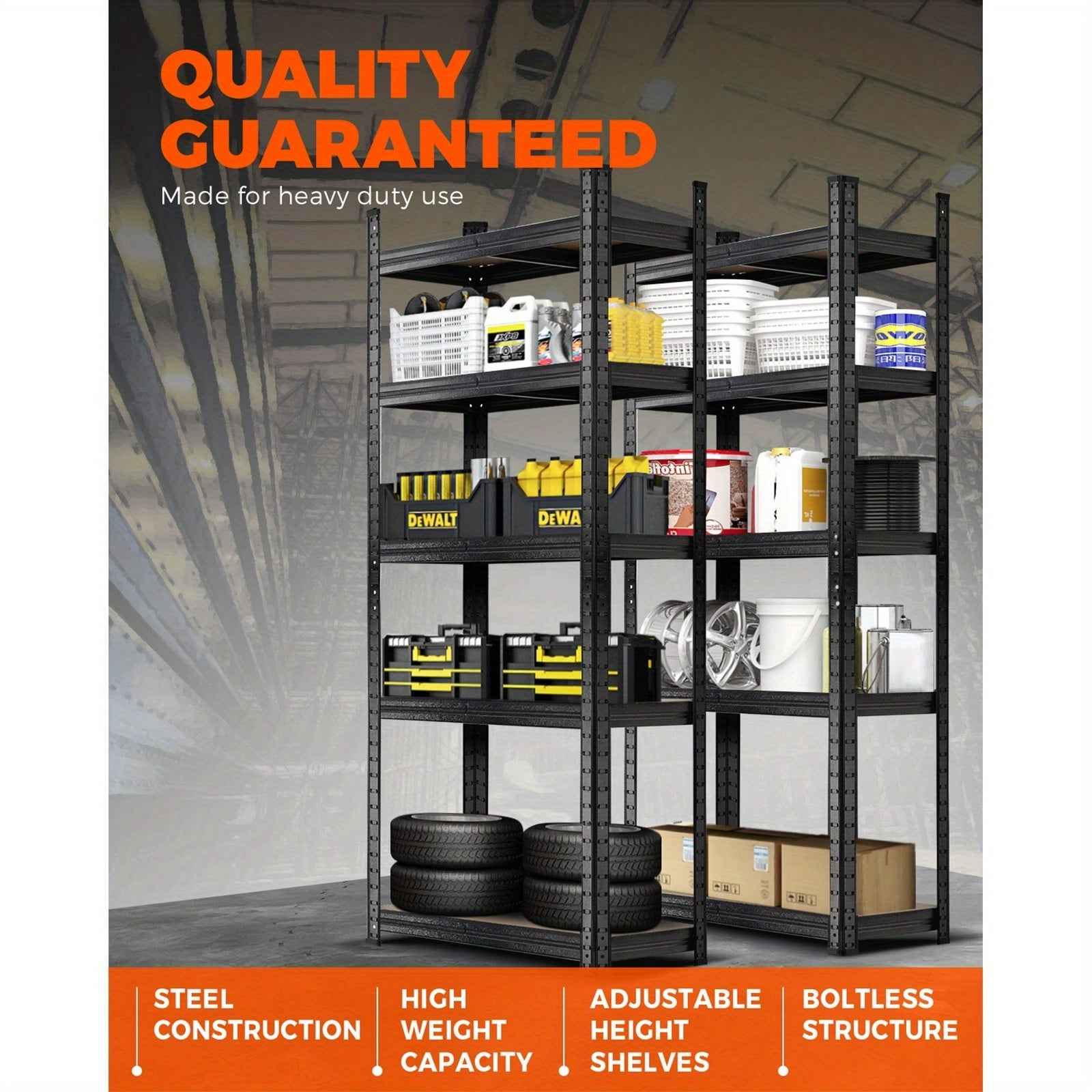 2 Pack 5 Tier Heavy Duty Garage Shelving Set