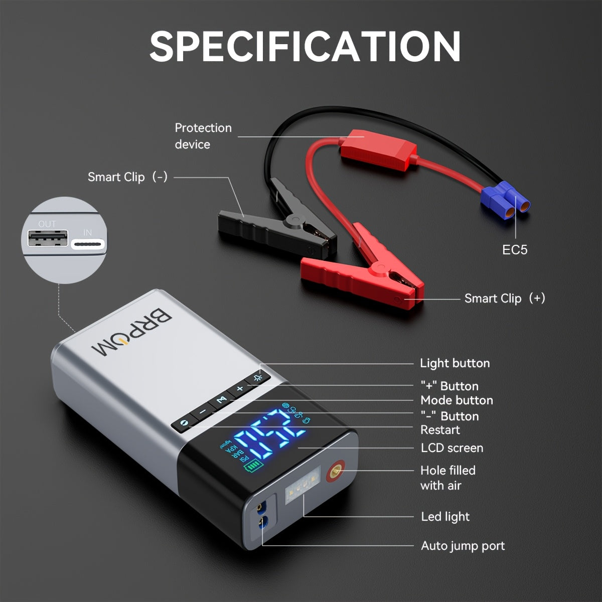 7500A Car Jump Starter with Air Compressor by Snagg A Jump Starter