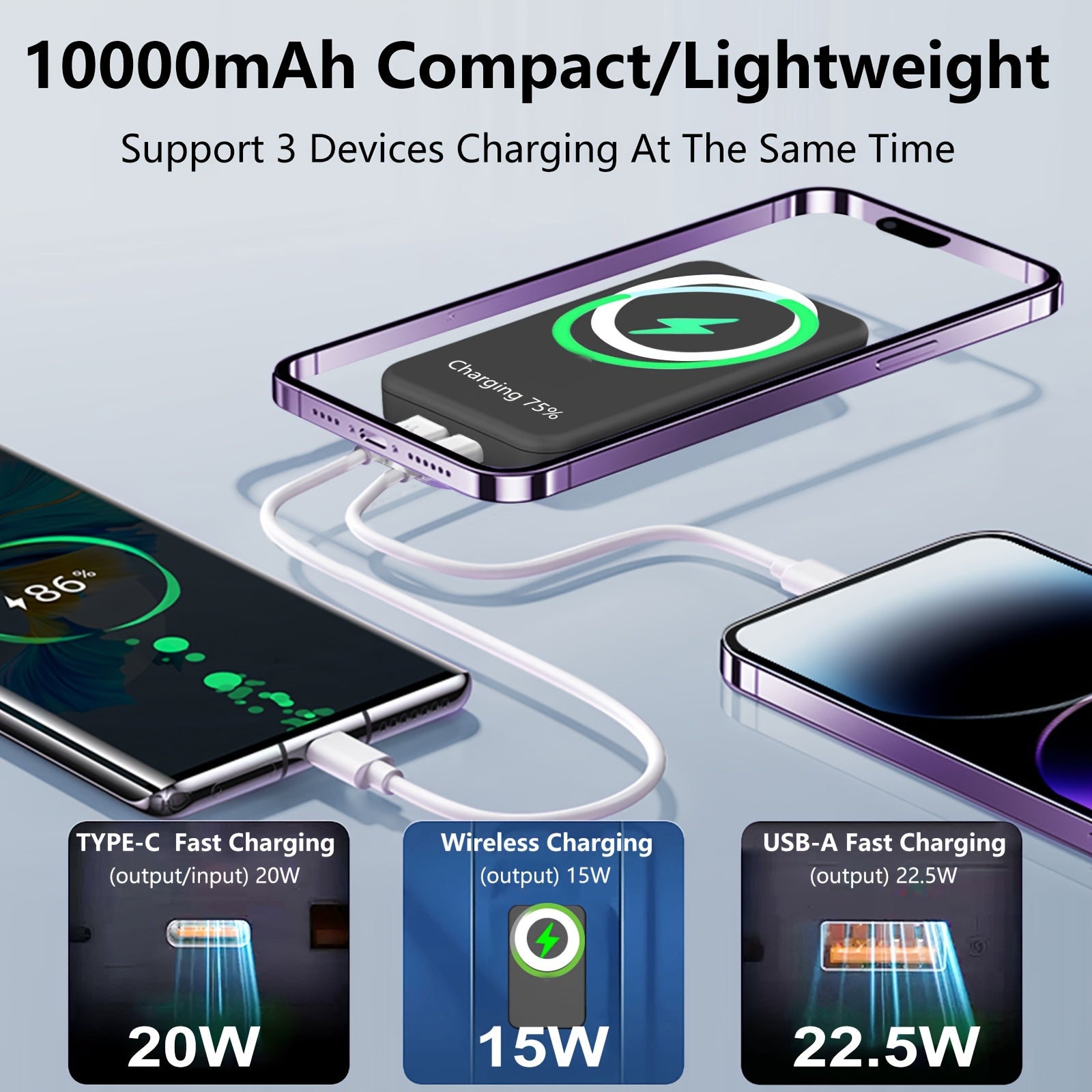 10000mAh Wireless Magnetic Power Bank by Snagg A Power Bank