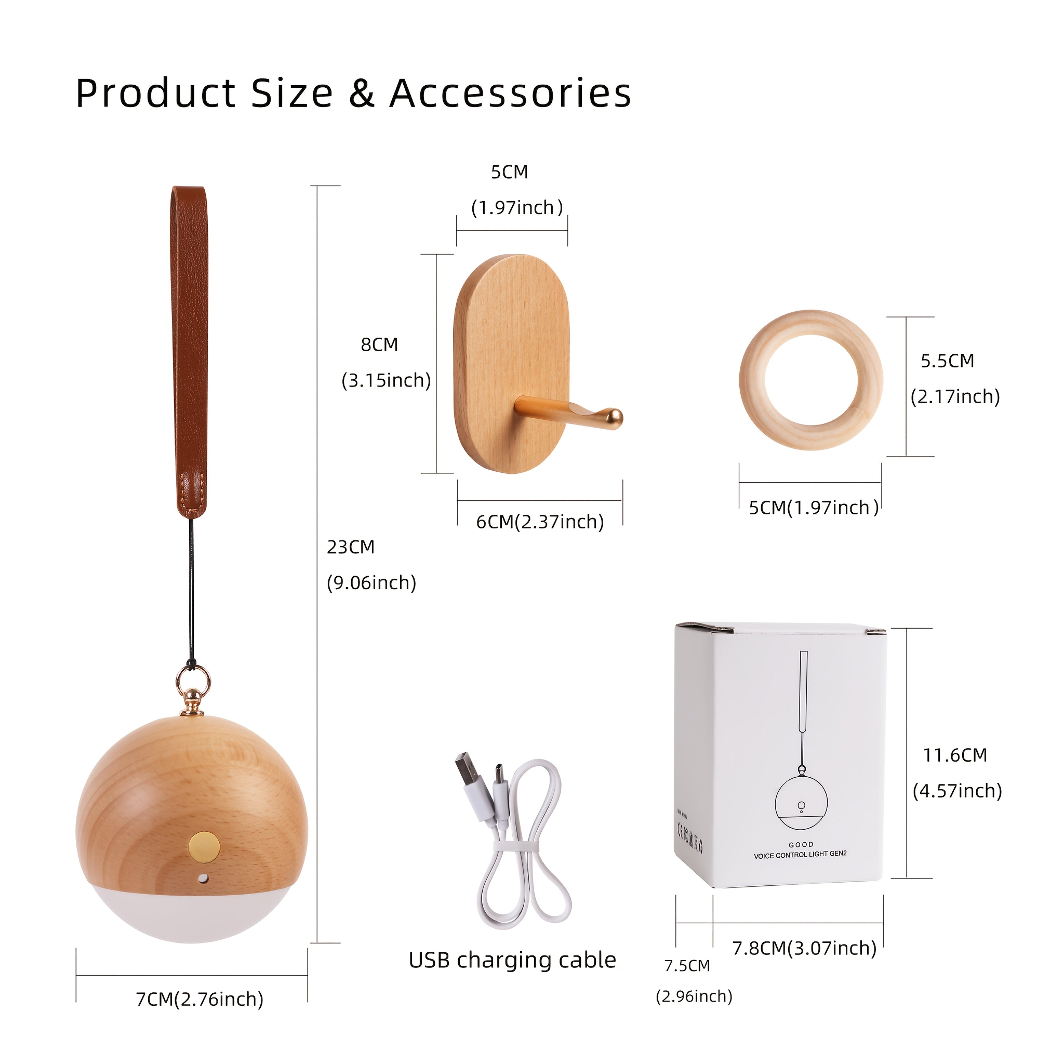 Solid Wood LED Night Light Voice & Touch Control by Snagg A Wall Light