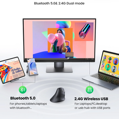 Ergonomic Vertical Wireless Mouse Bluetooth 5.0 & 2.4G Dual Mode for PC & Laptop by Snagg A Gaming Mouse