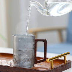 Glass Cup Set With Wooden Handle 4 Or 6 Pack Home Tea Cups by Snagg A Cup