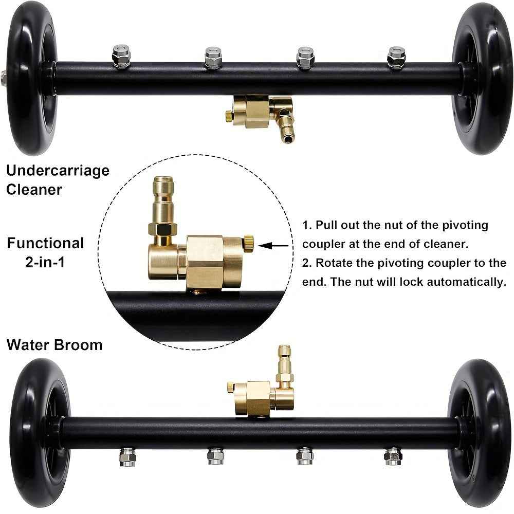 2 in 1 4000PSI Pressure Washer Spray Broom – Car Chassis & Undercarriage Cleaner Attachment - Black - Power Tools Gadget