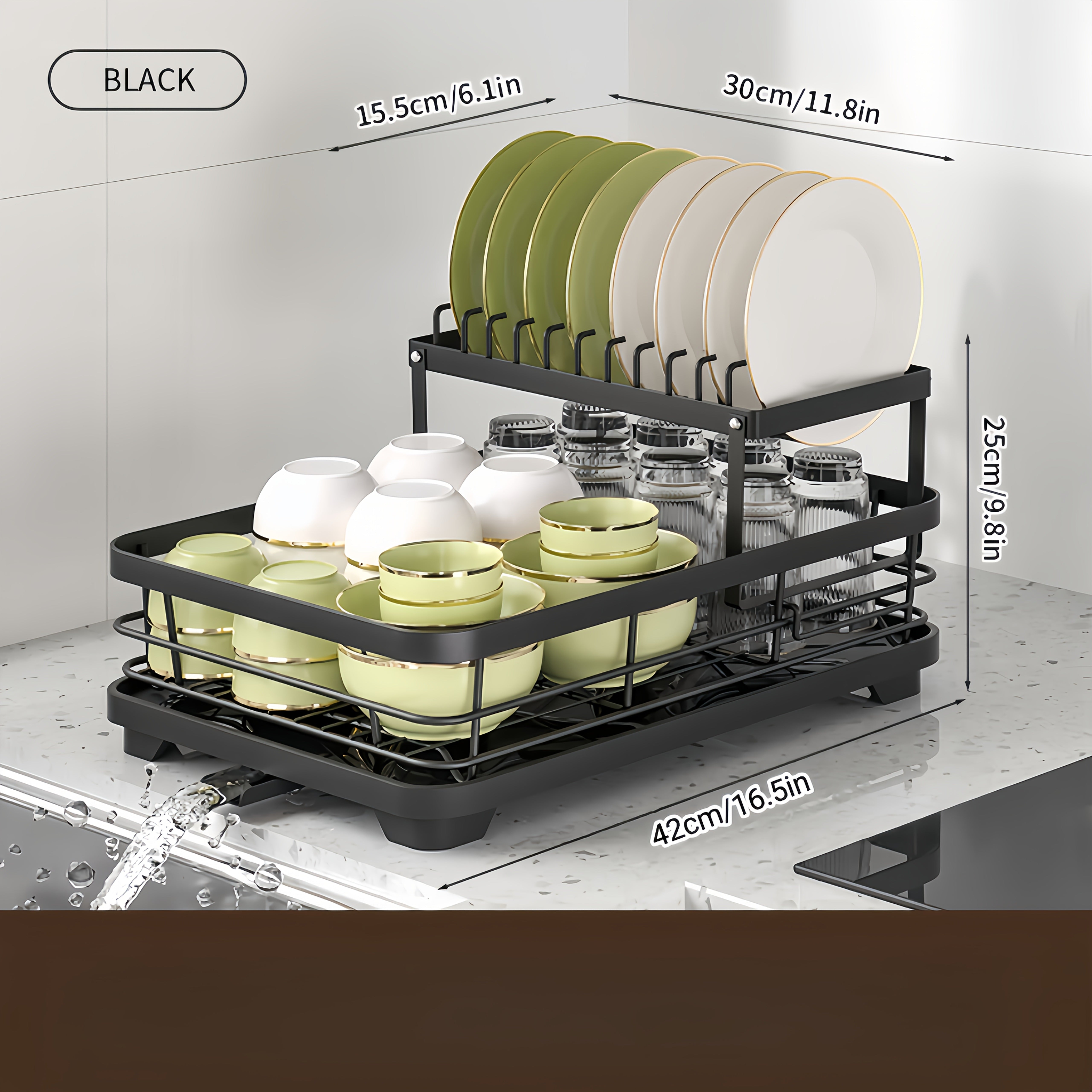 2 Tier Black Iron Kitchen Dish Rack by Snagg A Rack