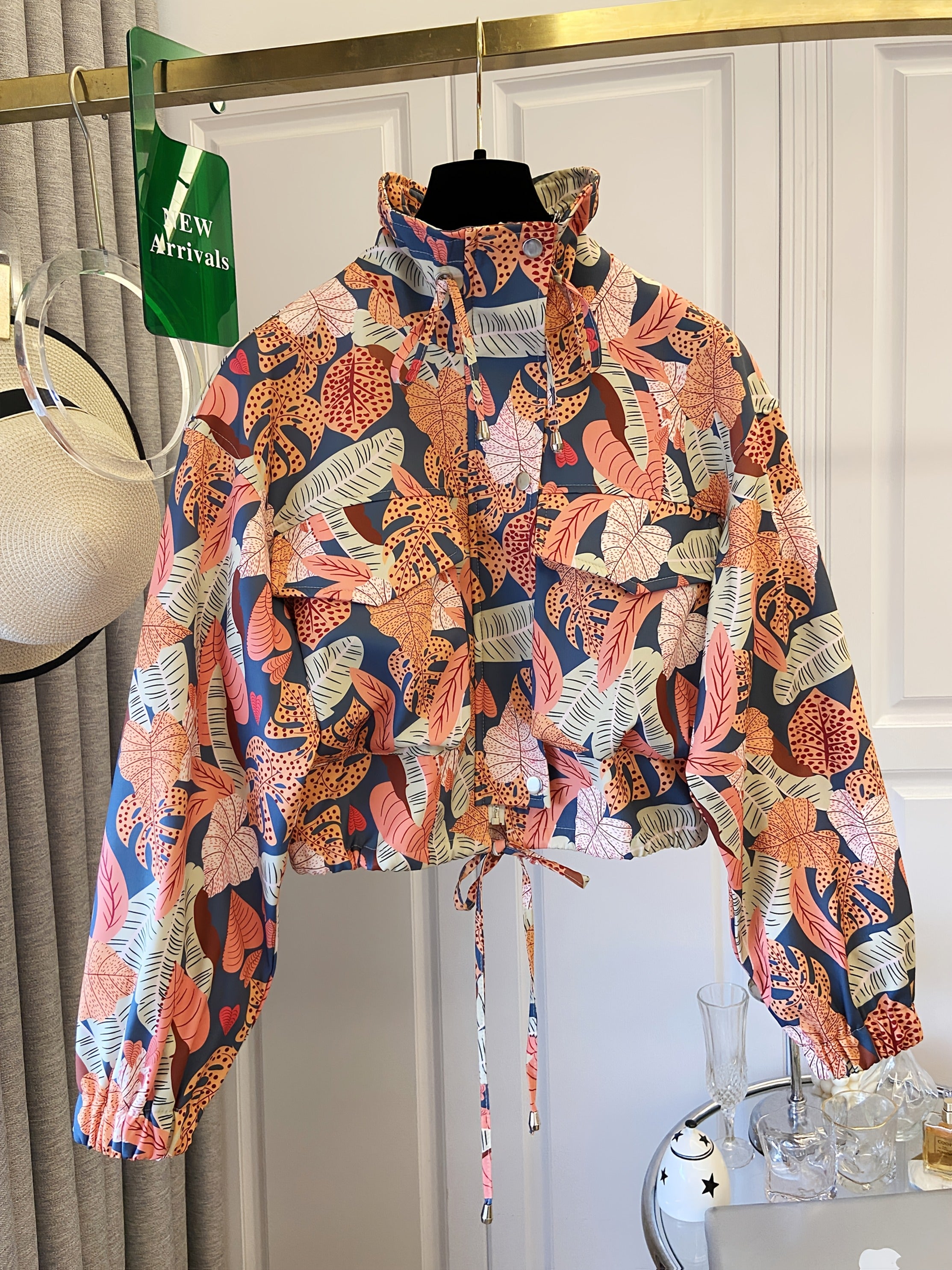 Women’s Casual Short Jacket with Tropical Floral Print by Snagg A Jacket