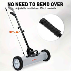 18” Heavy Duty Magnetic Sweeper with Wheels – 45LB Pull Force Nail & Metal Collector for Workshops, Garages & Yards